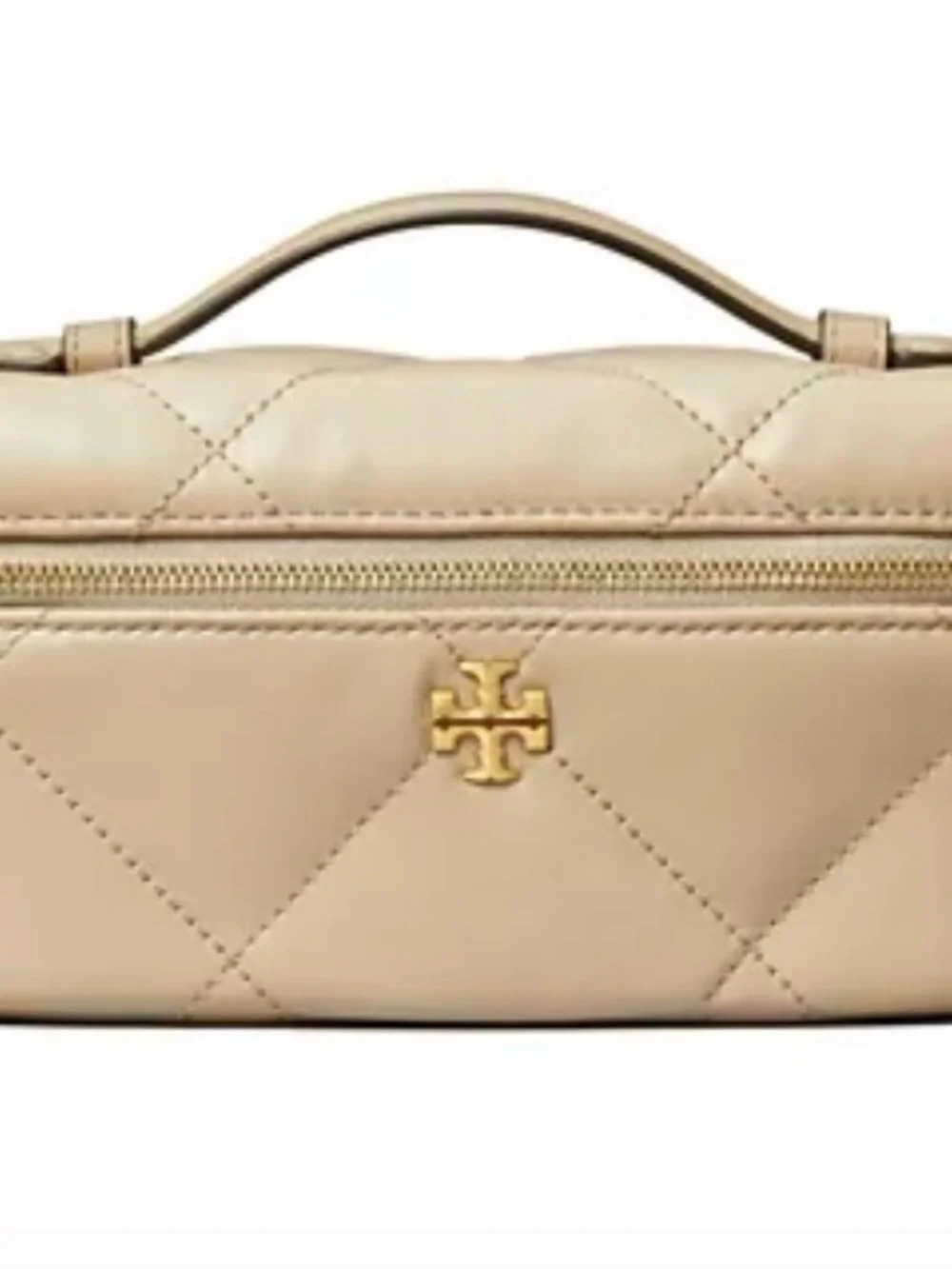 Tory Burch Cream Quilted Leather Vanity Crossbody with Gold Hardware